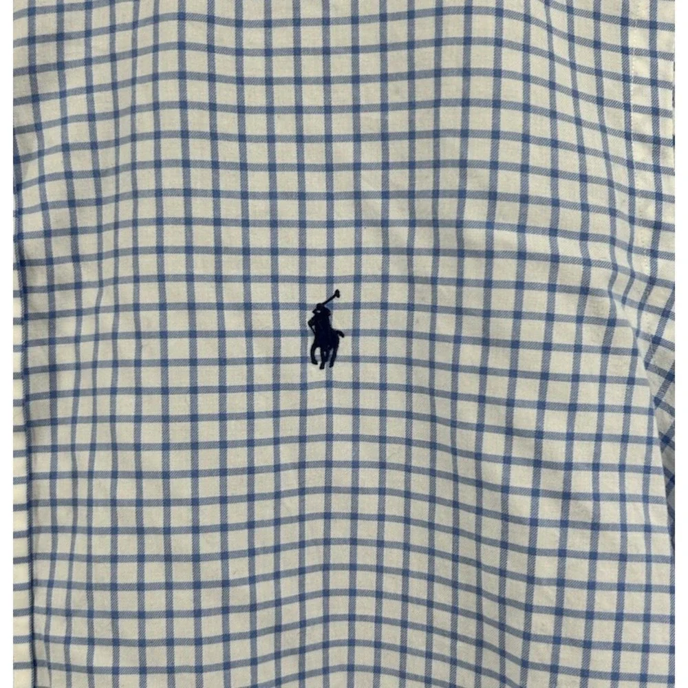 Polo Ralph Lauren Long Sleeve Button Down Shirt Blue White‎ Checkered 2XL